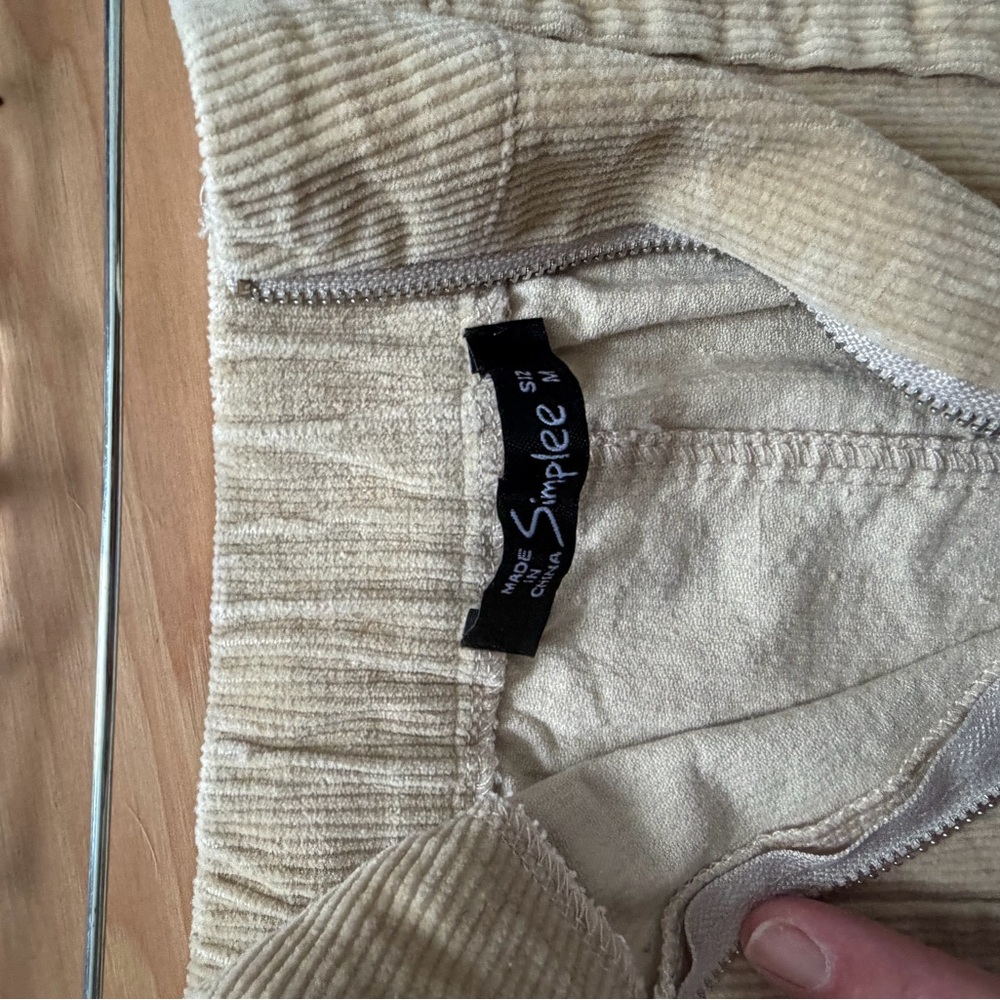 Y2K Simplee Apparel Tan Corduroy Mini Skirt Zip Front Cabincore Size M - Picture 5 of 7